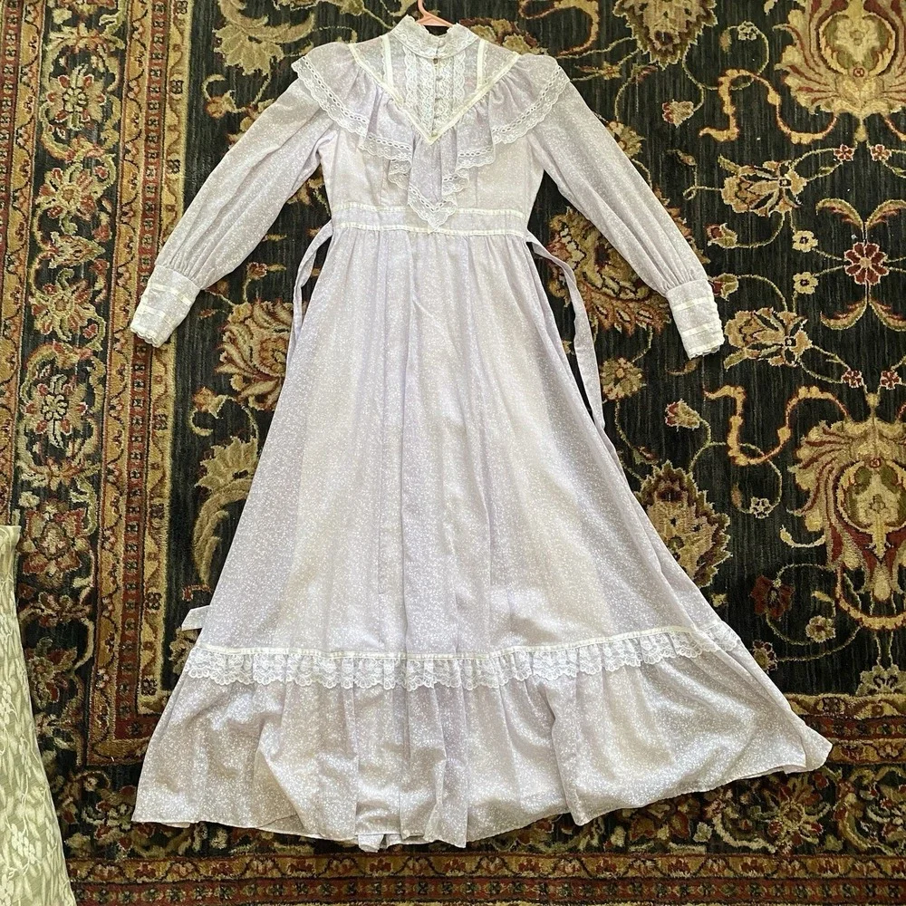 VTG'70s Gunne Sax Jessica's San Francisco‎ Ivory Lace Prairie Pearl Size 9 Dress